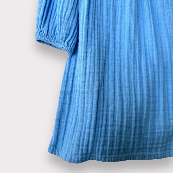 H&M Muslin Textured Dress Ruffled Front, Size 104/ 4T, Blue - Picture 6 of 8